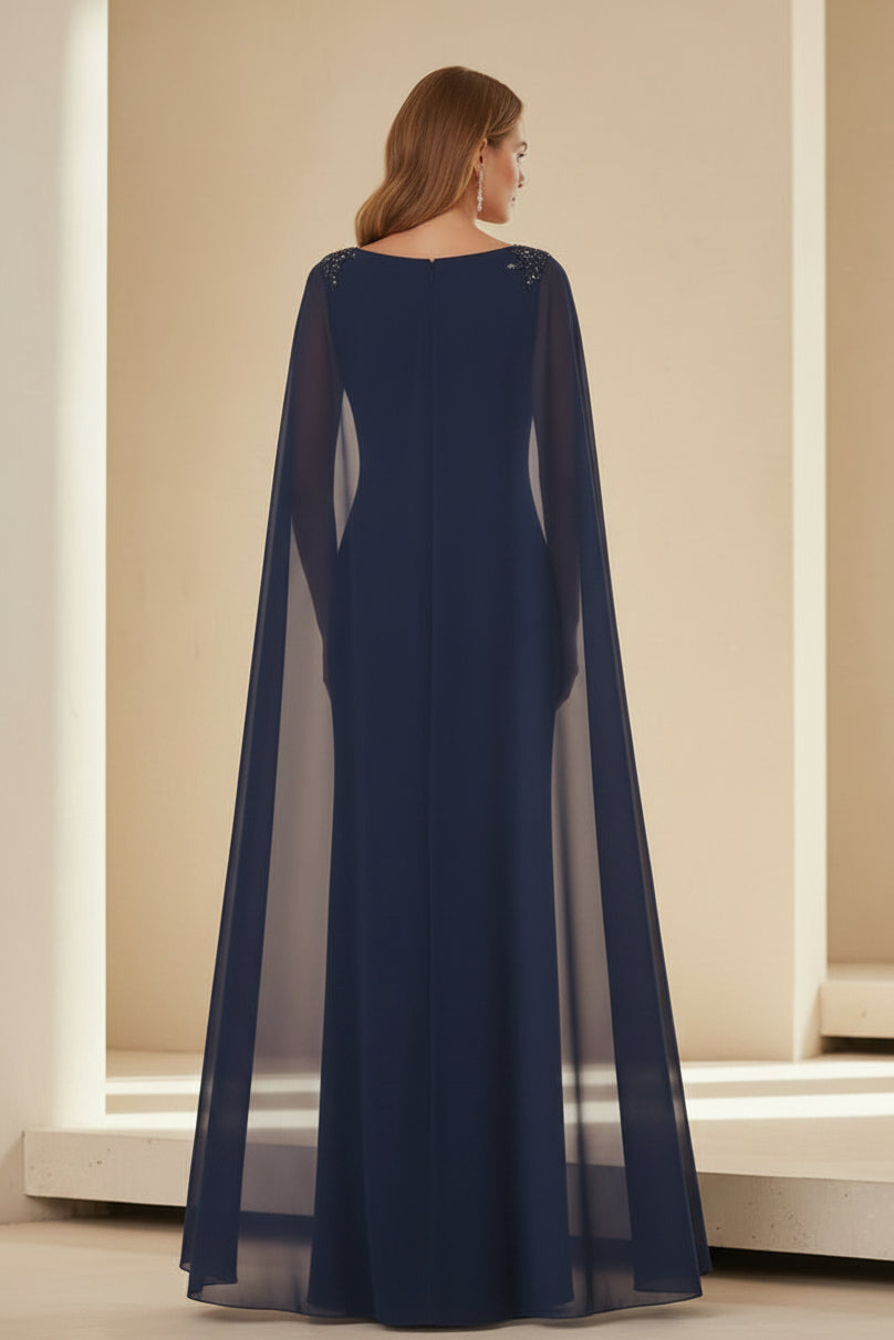 Elegantes Etui-Abendkleid mit drapiertem Cape