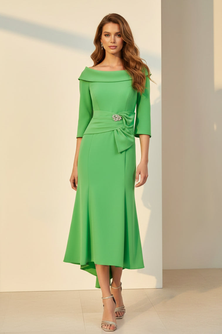 Off-Shoulder-Midikleid mit Schleife & ausgestelltem Rock