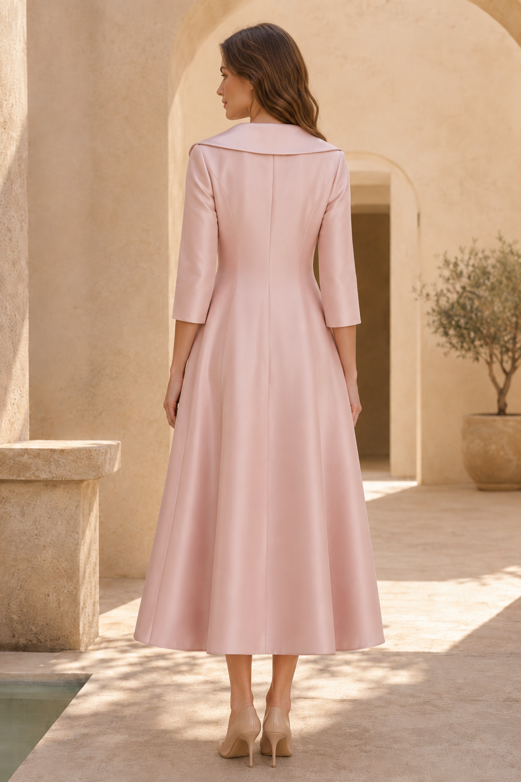 A-Linien-Mantelkleid mit Reverskragen und Schleife