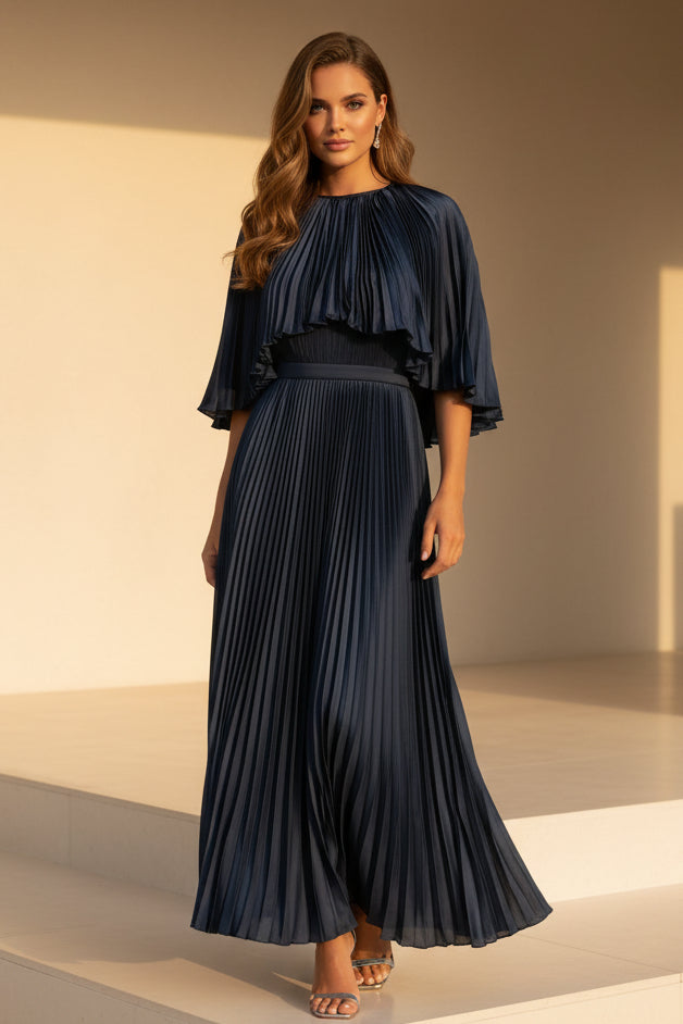 Plissiertes Capelet A-Linien Midikleid