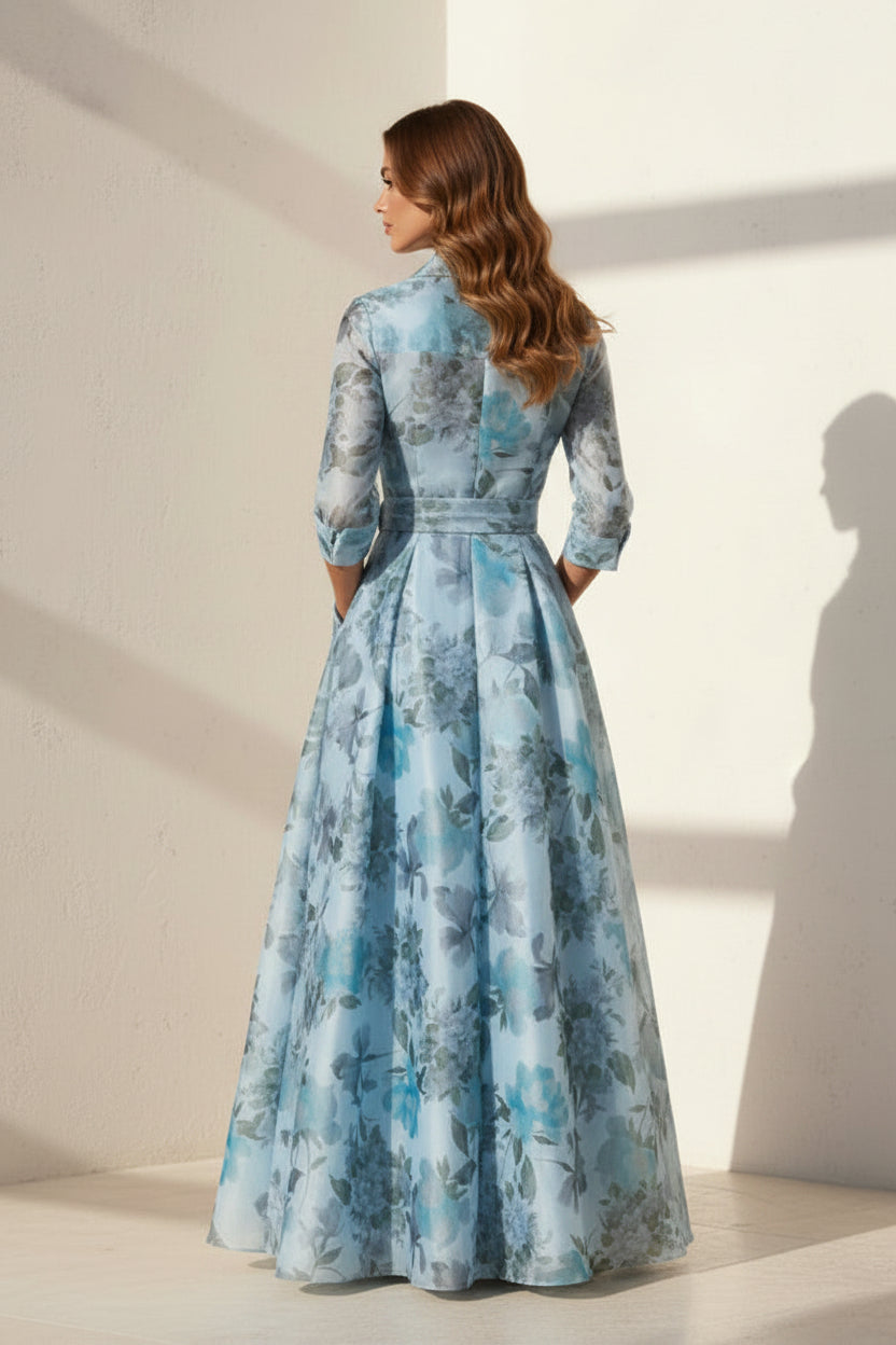 Organza-Hemdblusenkleid mit Blumenmuster und Schleife