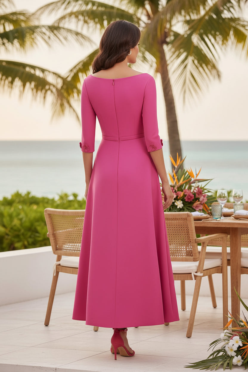 Off-Shoulder 3D Blumen Asymmetrisches Midikleid