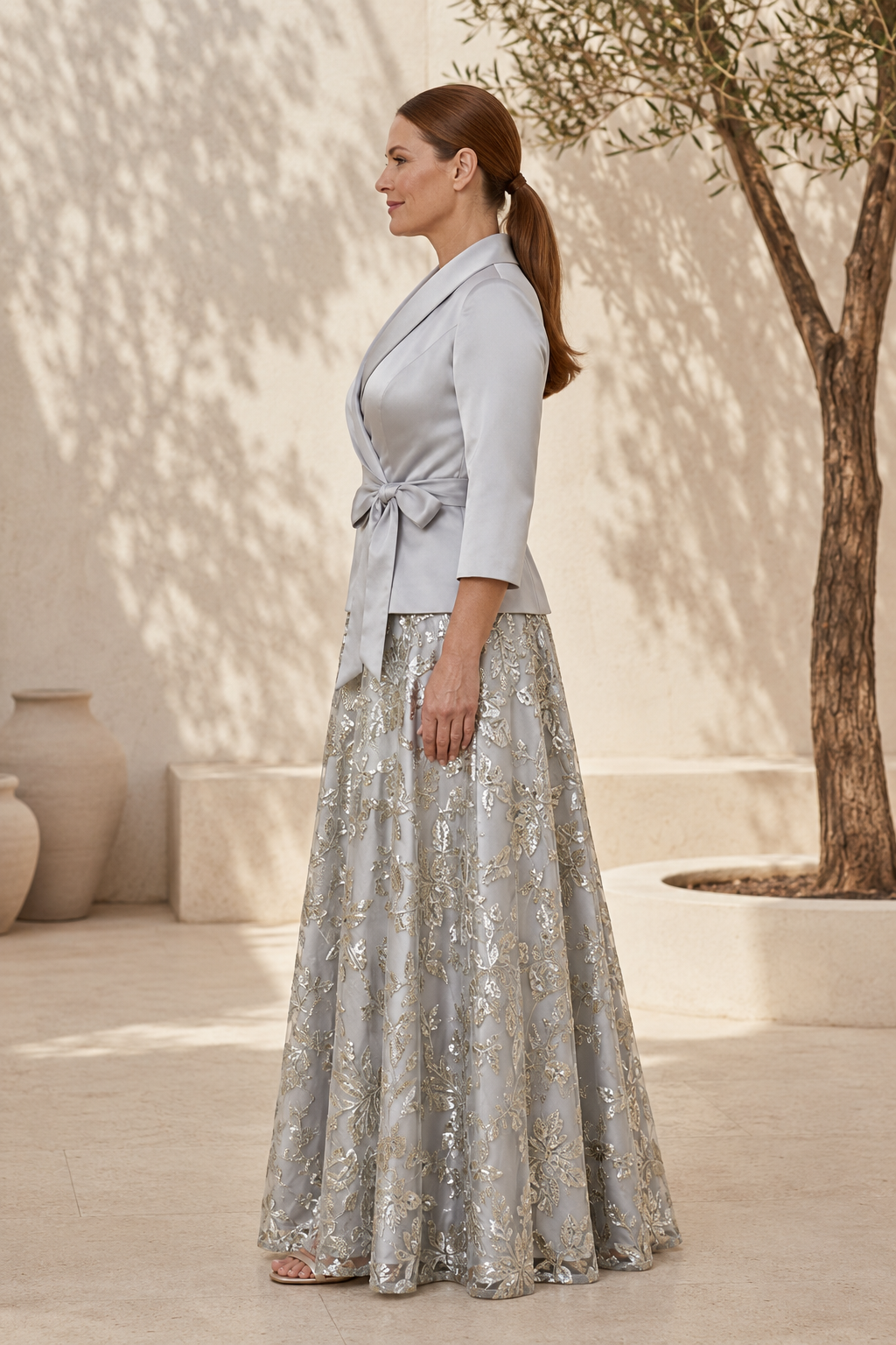 Wickeljacke & Pailletten-Blumenrock Zweiteiler-Set
