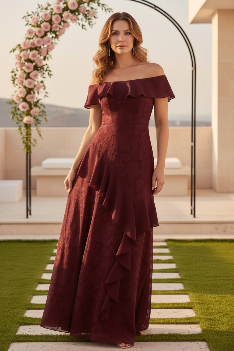 Off-Shoulder-Kleid aus gerafftem Jacquard