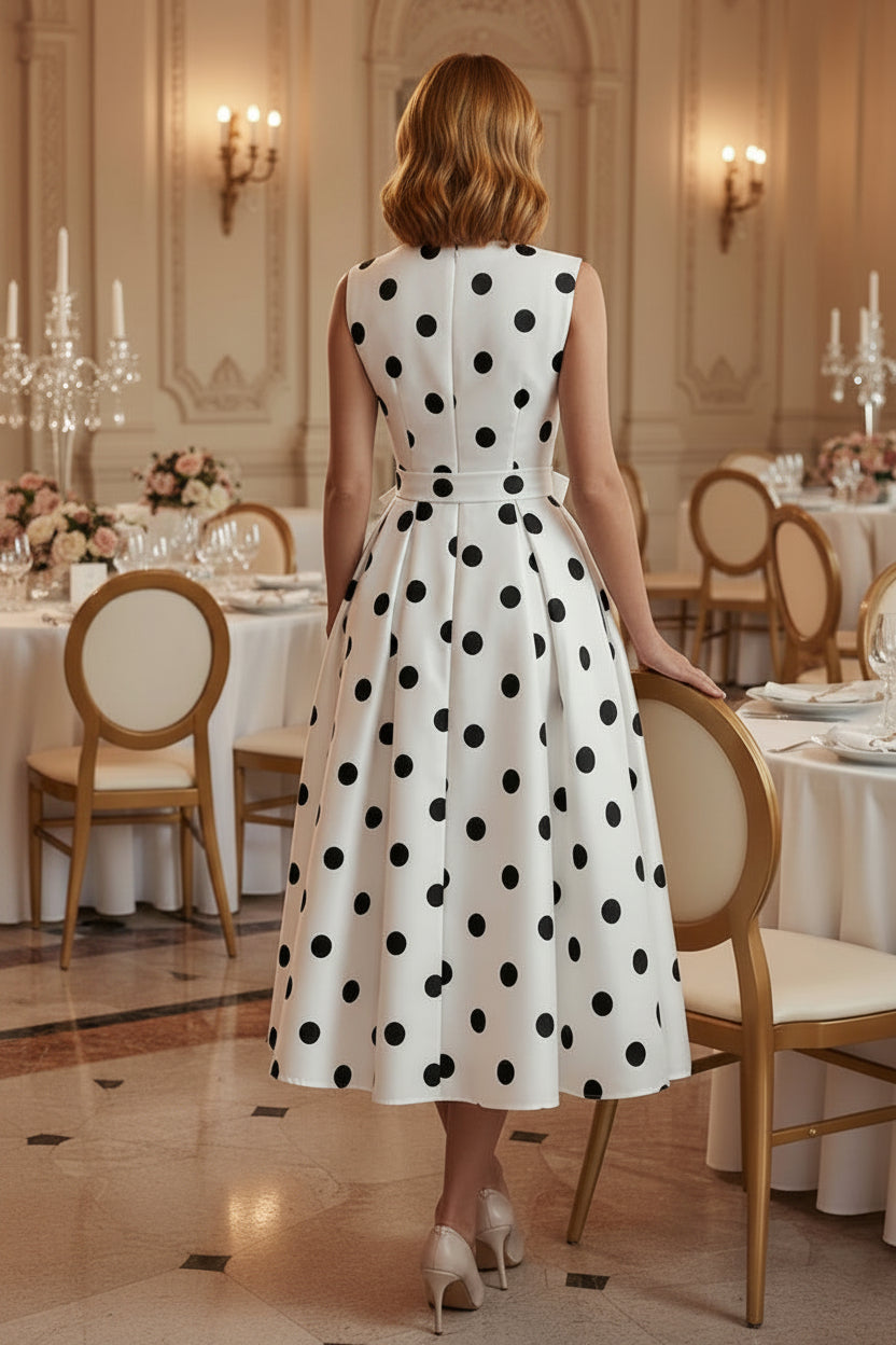 Gepunktetes Wickel-Midikleid