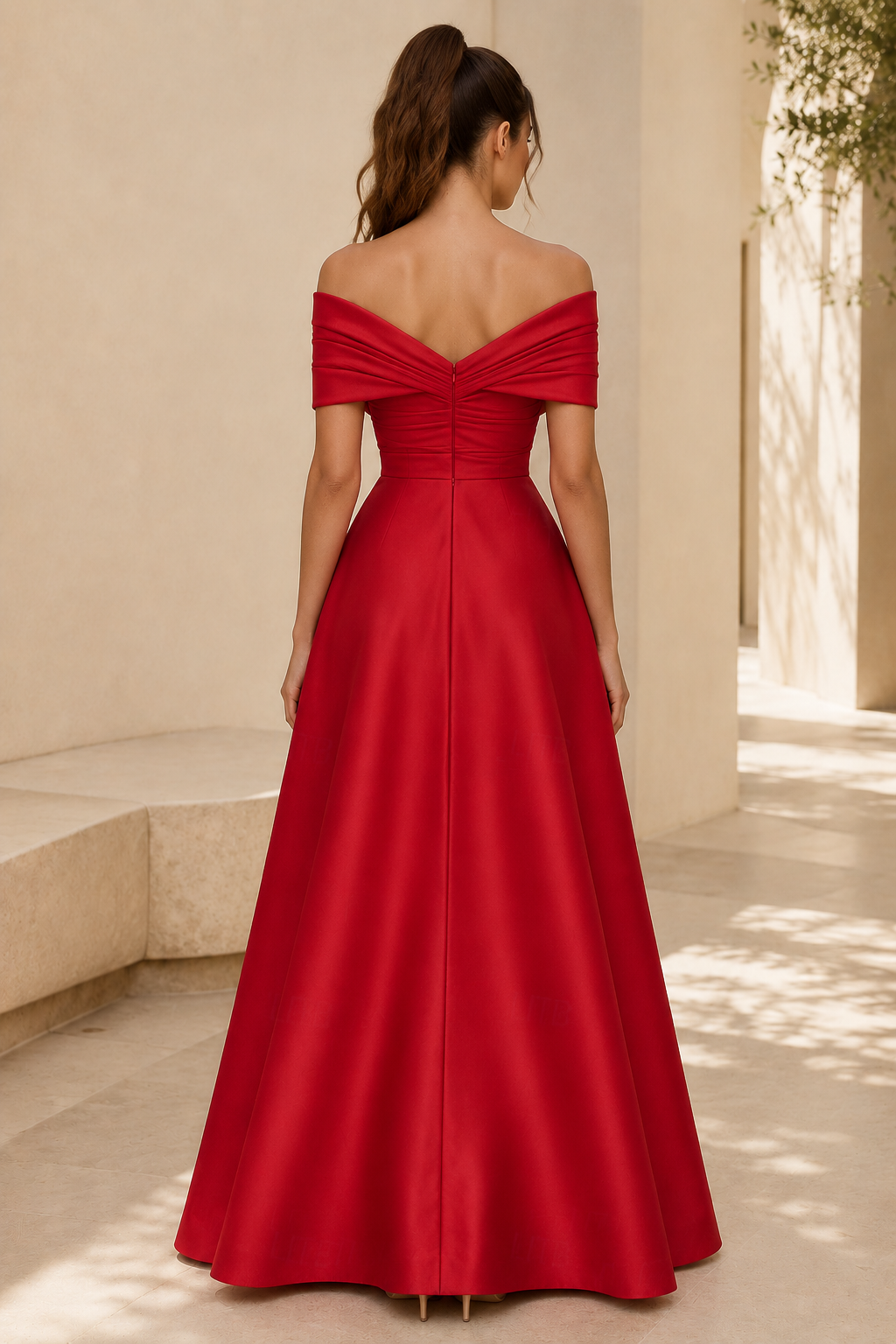 Off-the-Shoulder-Kleid mit floralem Paillettenrock