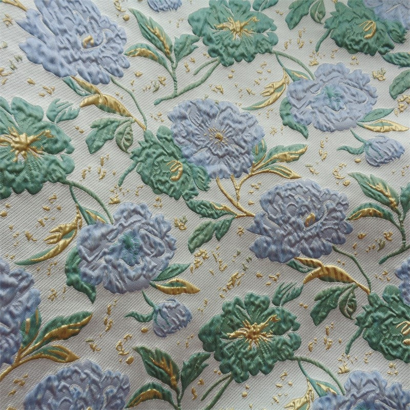 Florales Jacquard-Maxikleid mit One-Shoulder-Träger und Rüschen