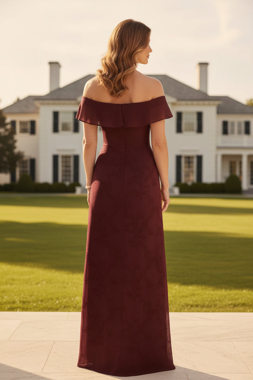 Off-Shoulder-Kleid aus gerafftem Jacquard