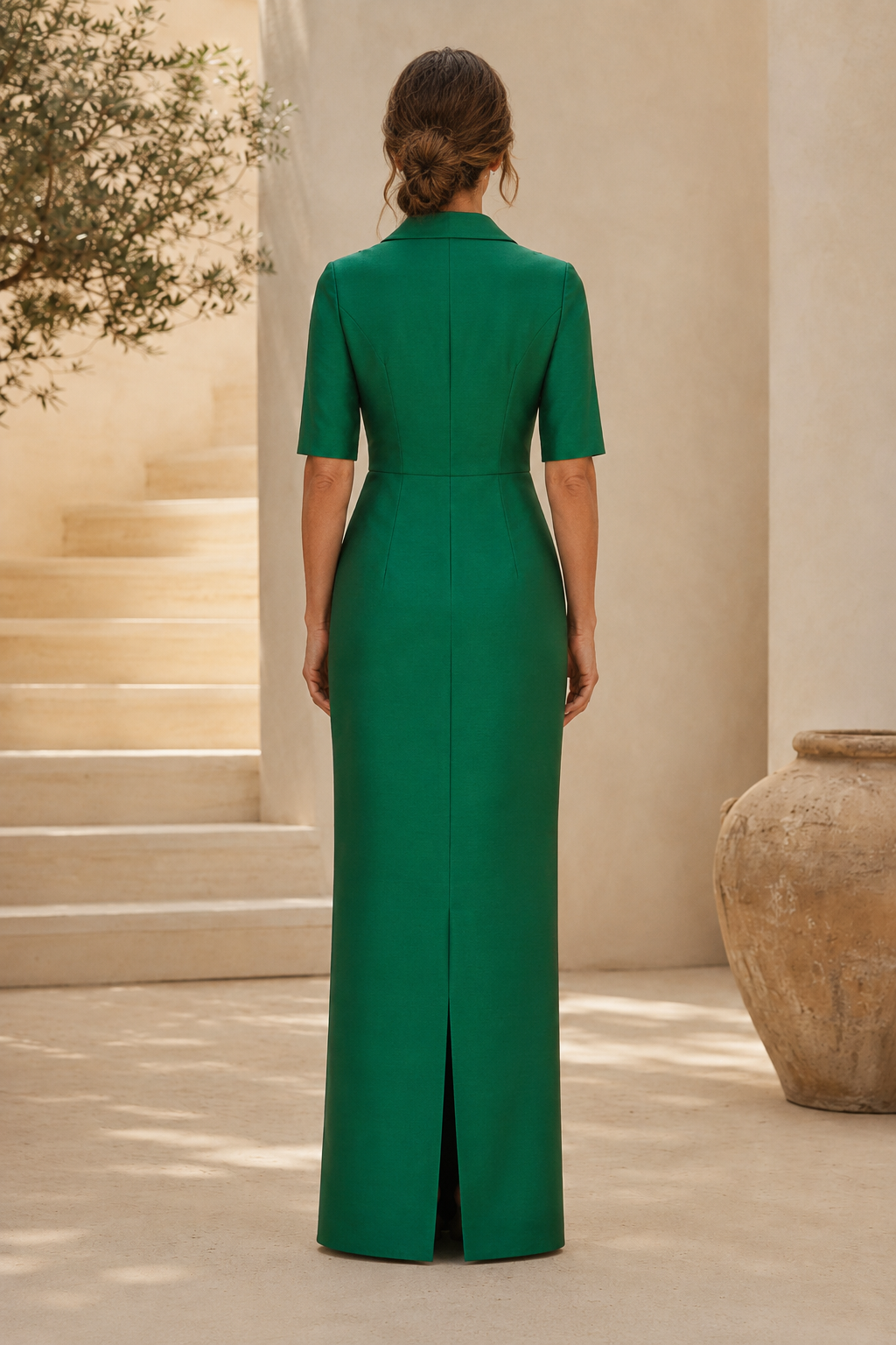 Asymmetrisches Abendkleid mit Drapierter Kragenpartie
