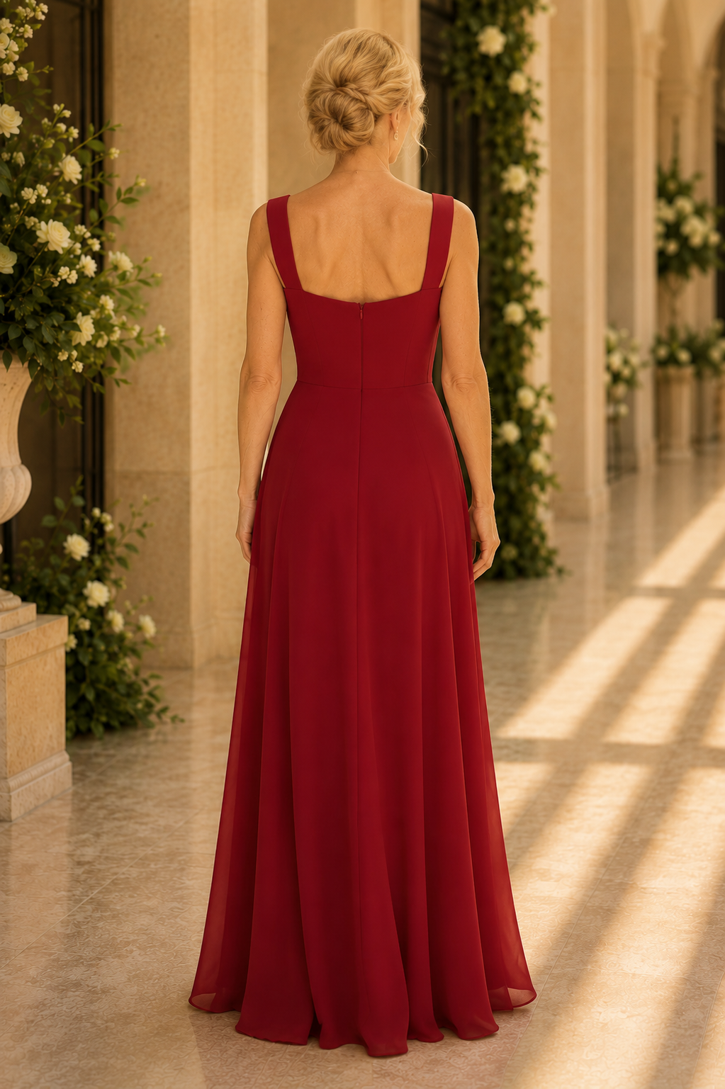 Besticktes florales asymmetrisches A-Linien-Kleid