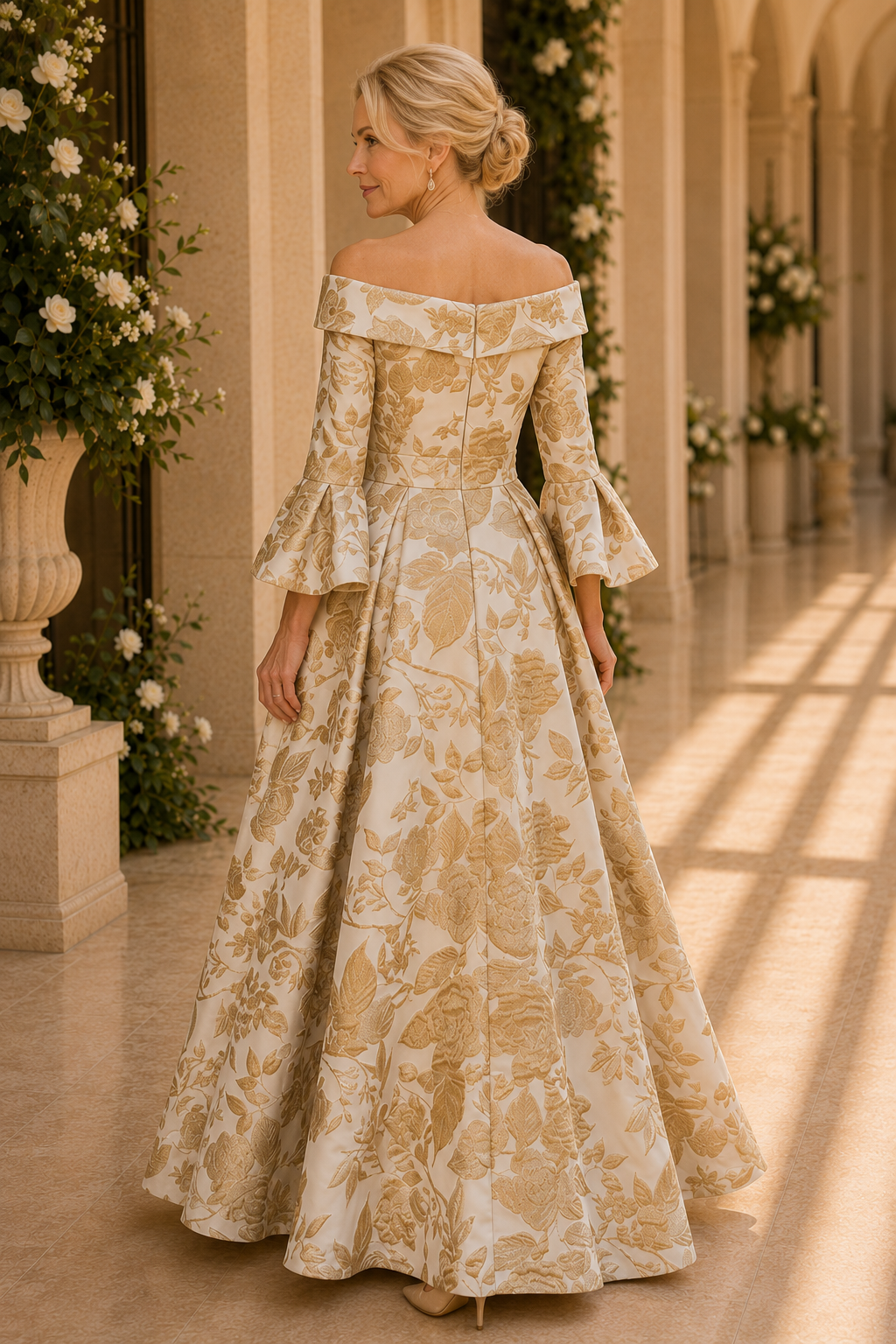 Ärmelloses Brokat-Abendkleid in A-Linie