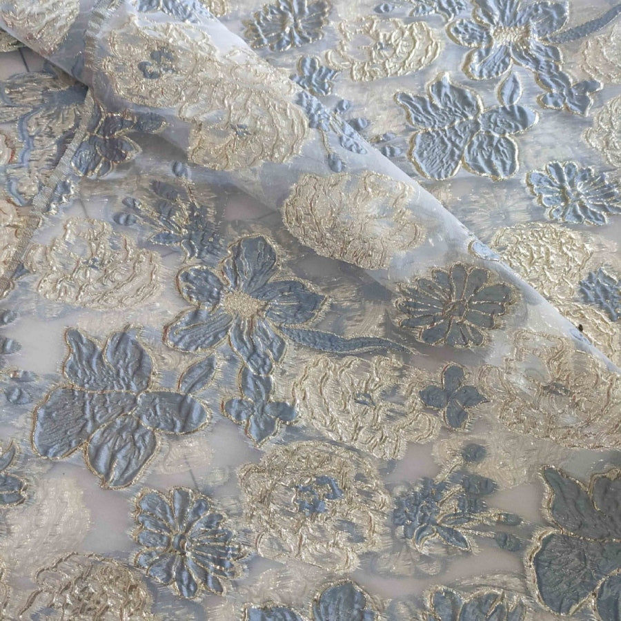Oberteil mit Blumen-Jacquard und Schößchen & Midirock aus Satin im Set