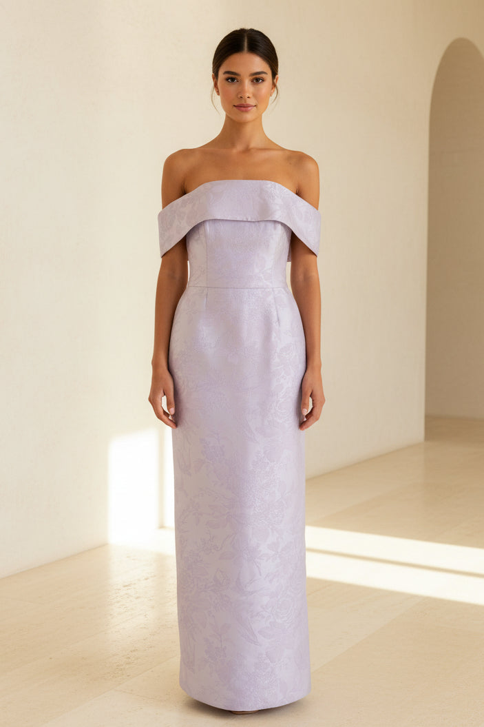 Off-Shoulder-Jacquard-Säulenkleid