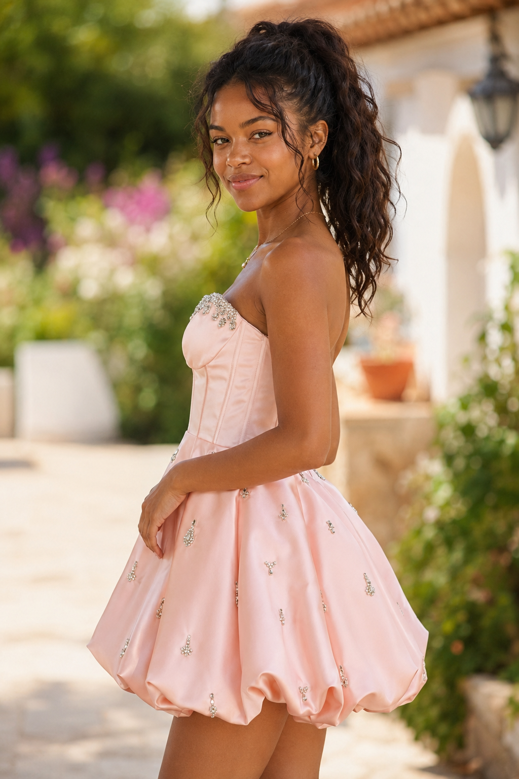 Verzierter Korsett-Blasen-Minikleid