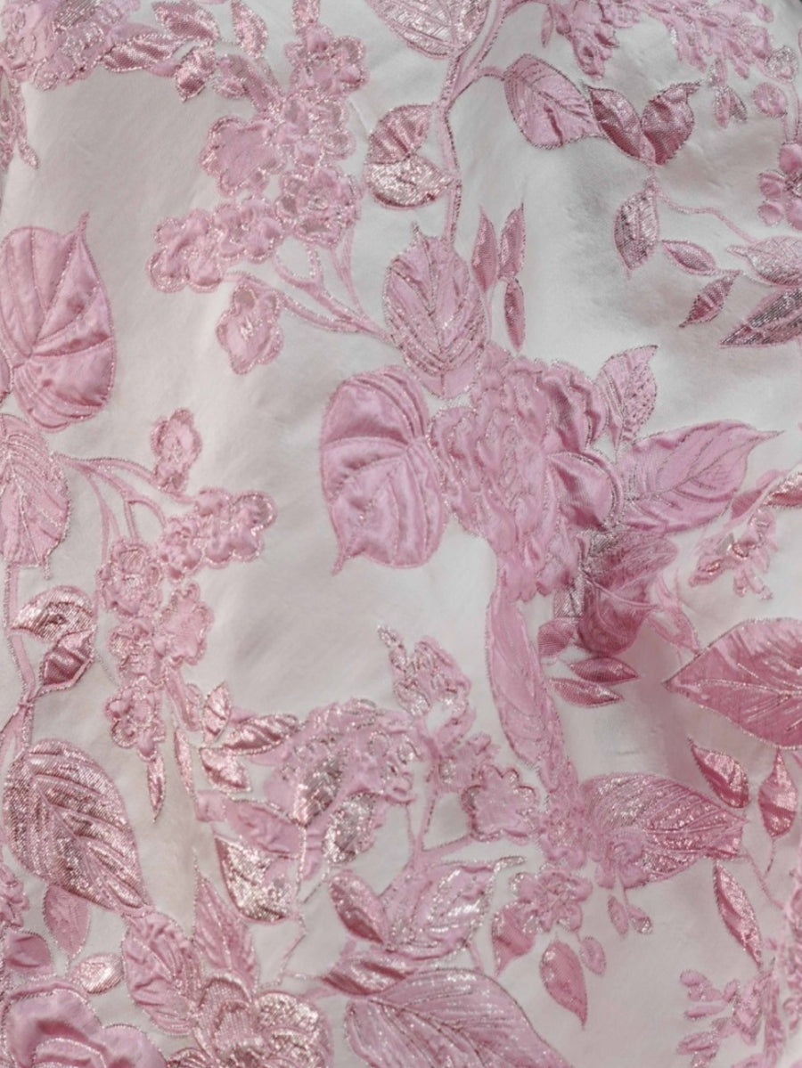 Blumen-Jacquard-Midikleid mit One-Shoulder-Träger und Rüschen