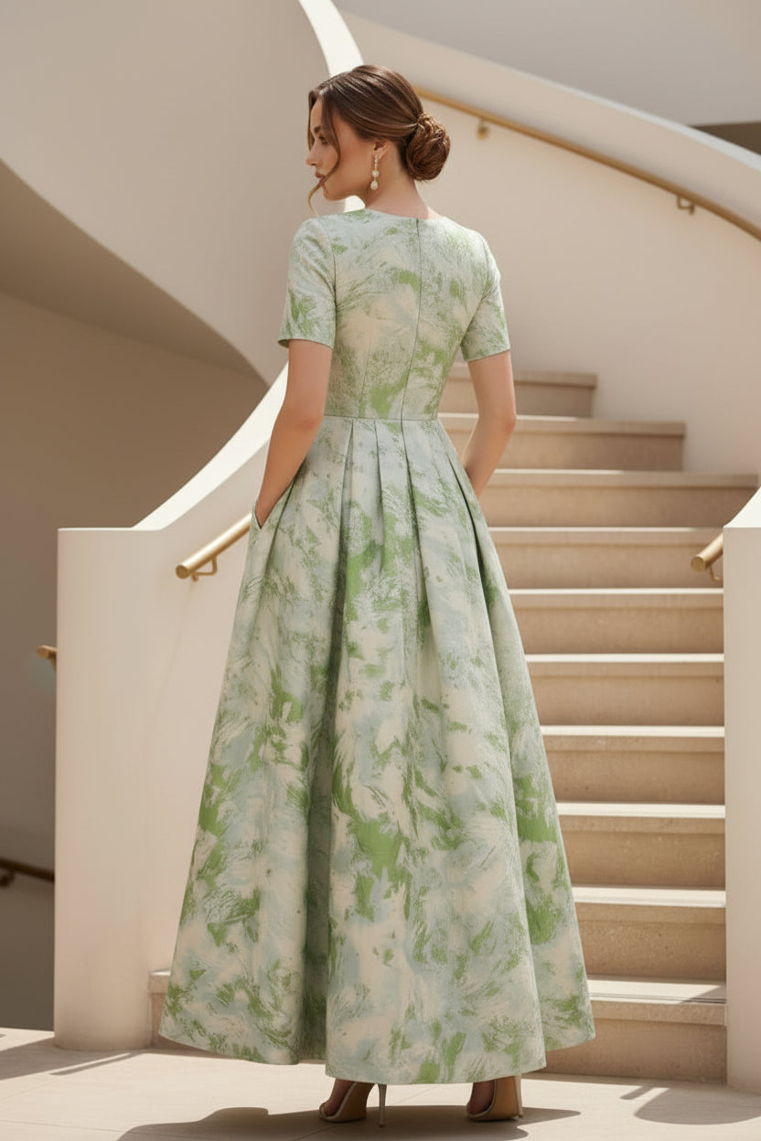 Geblümtes A-Linien Maxikleid mit Taschen
