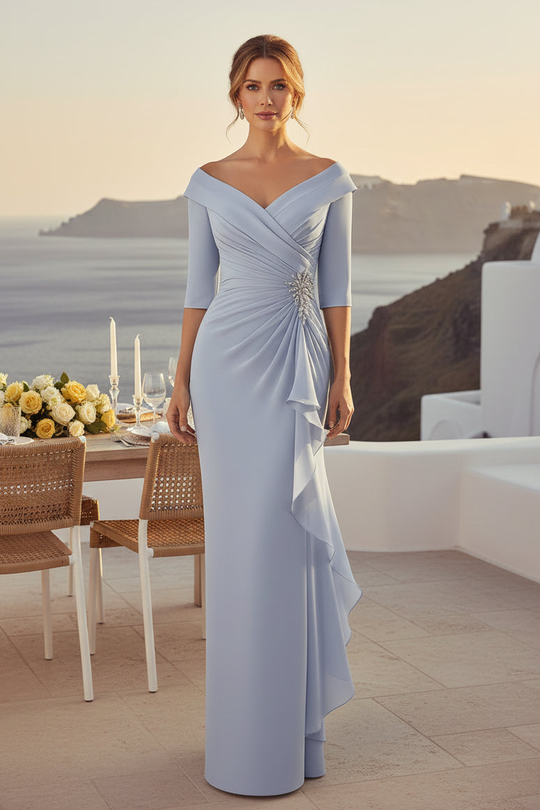 Ärmelloses, gerafftes Kleid mit Wasserfall-Drapierung