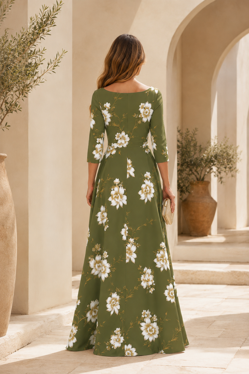 Florales Etui-Abendkleid mit U-Boot-Ausschnitt