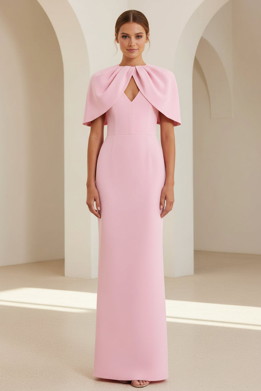 Abendkleid mit Cape-Überwurf und Schlüssellochausschnitt