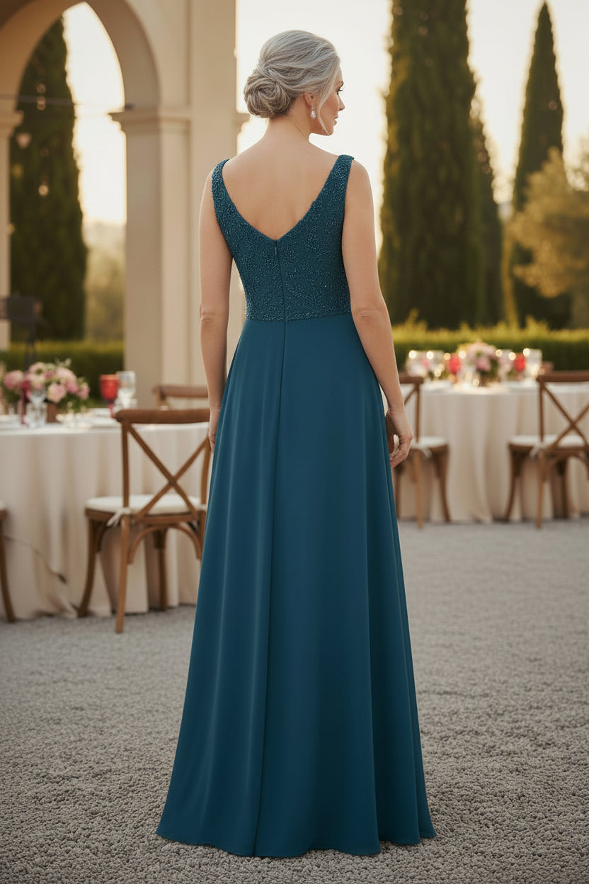 A-Linien Chiffon-Brautmutterkleid mit Jacke