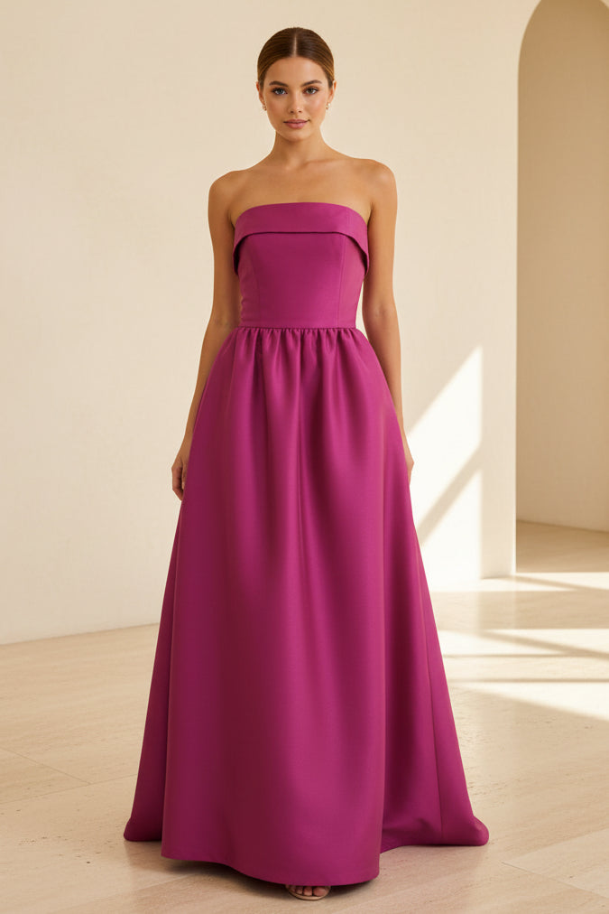 Trägerloses Maxi-Kleid mit Blumenmuster und Taschen
