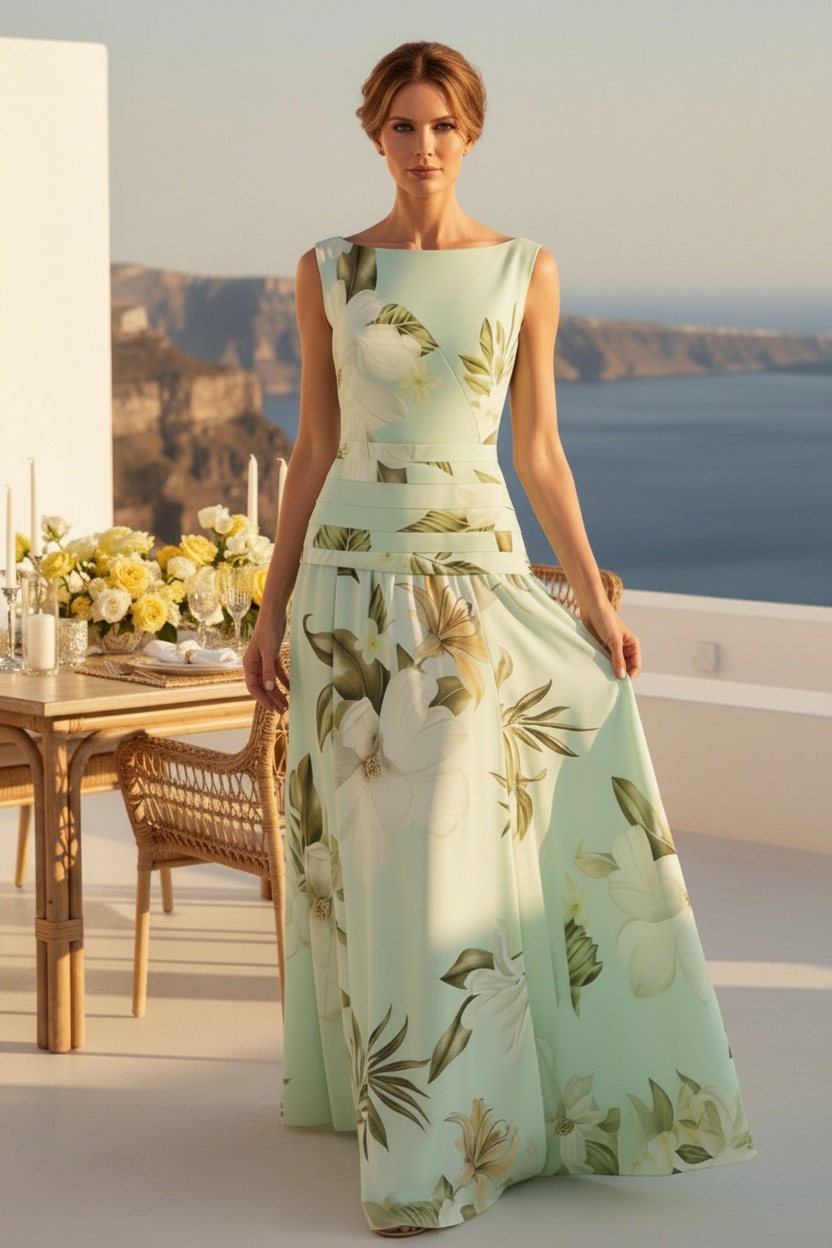 Maxikleid ohne Ärmel mit Blumenmuster