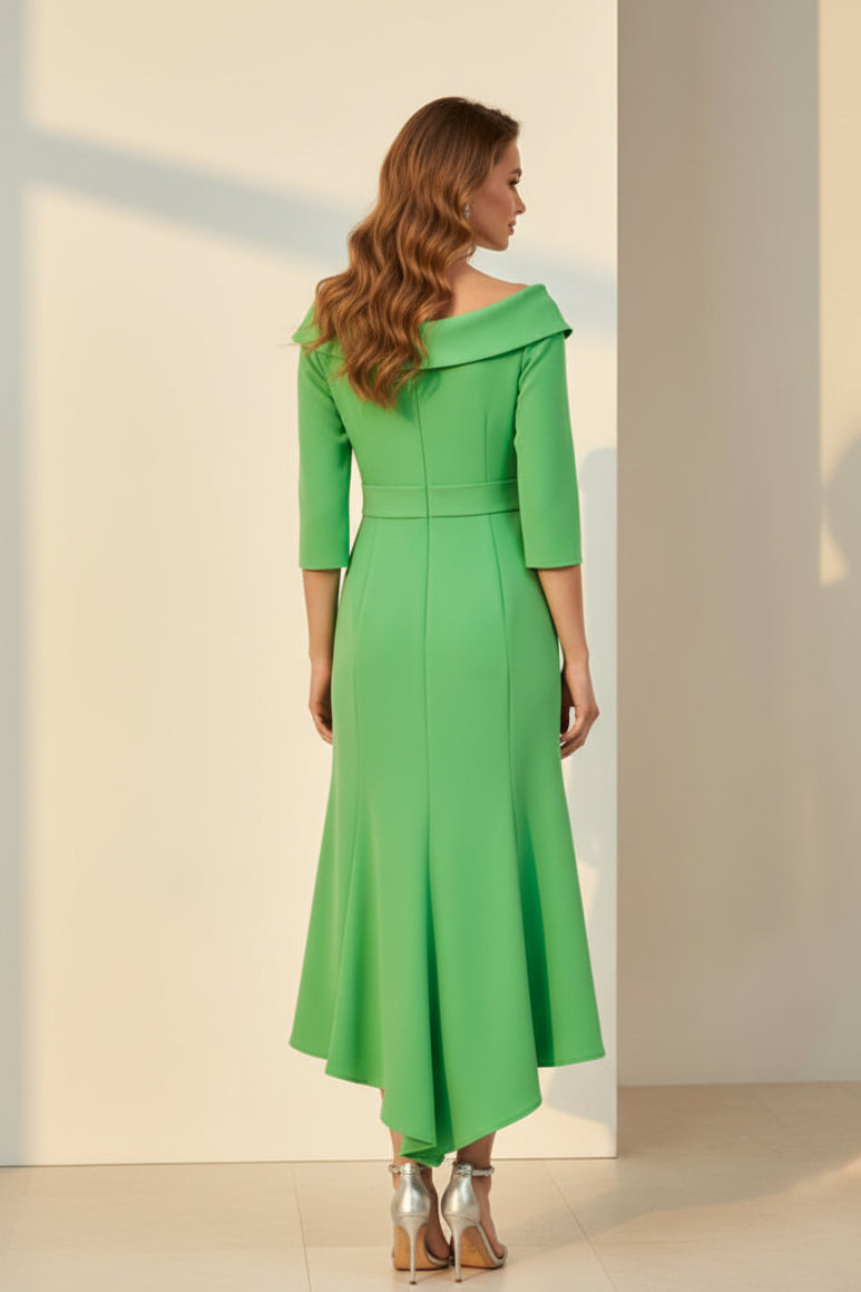 Off-Shoulder-Midikleid mit Schleife & ausgestelltem Rock