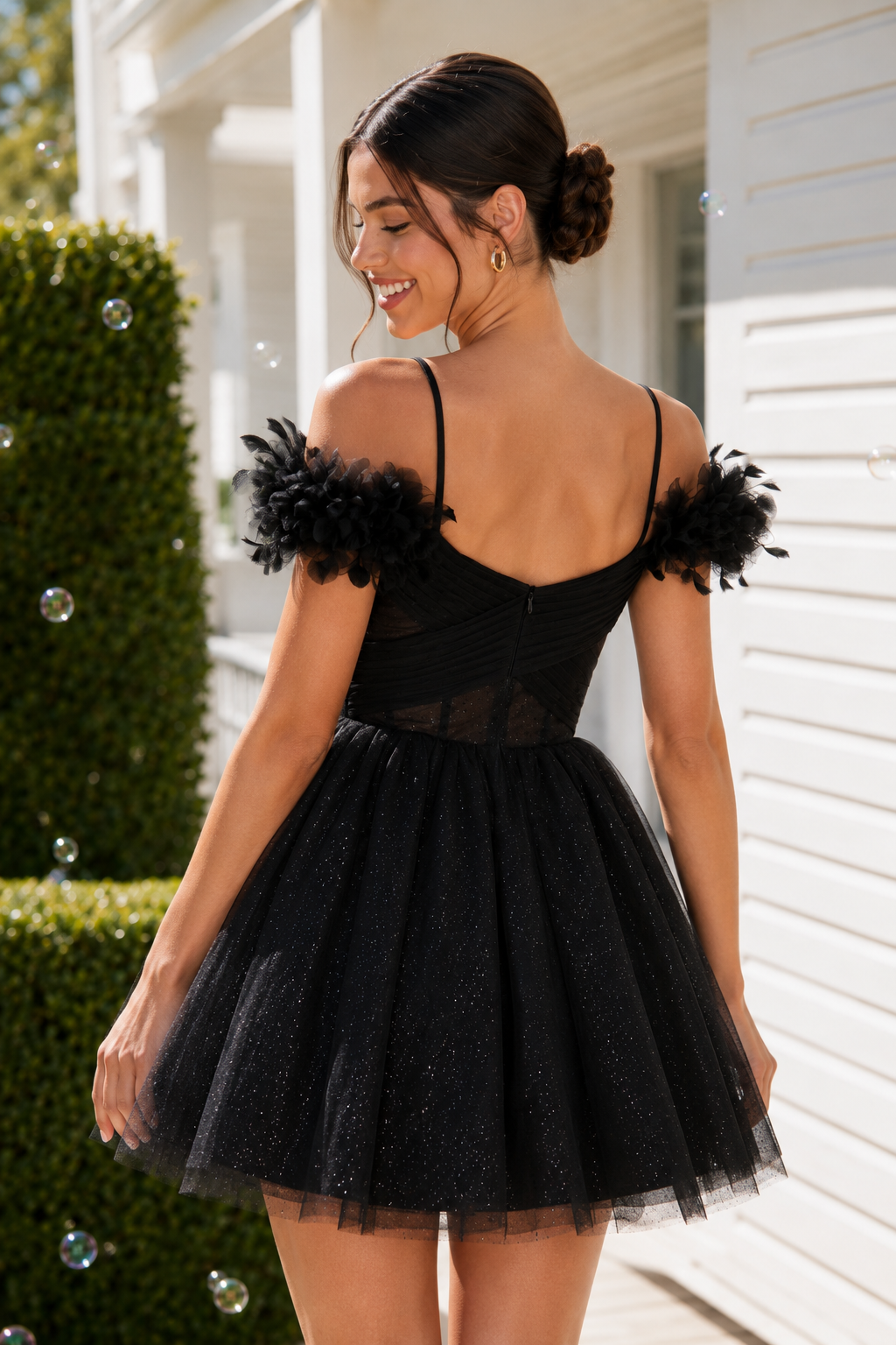 Glitzer Tüll Herz-Korsett Minikleid