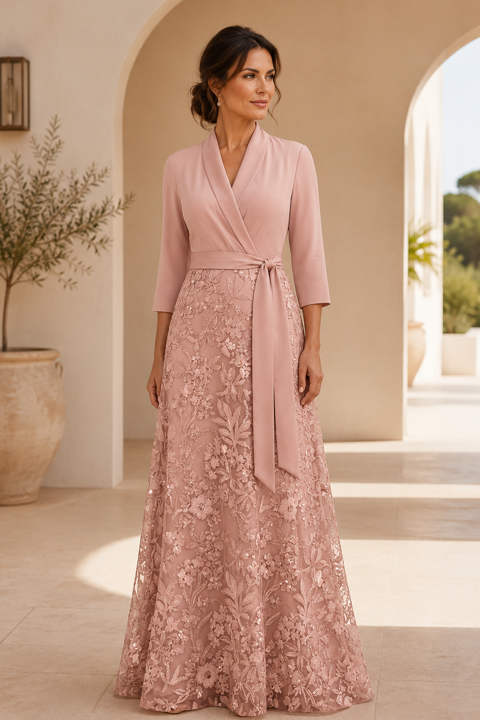 Wickel-Mieder Spitze A-Linien Abendkleid