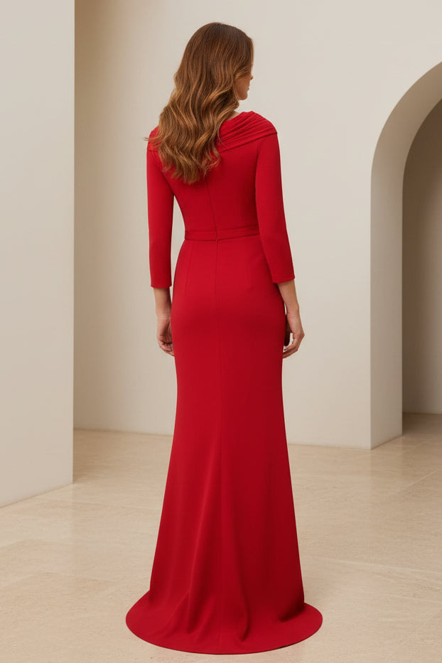 Langärmeliges Crêpe-Kleid mit Kaskadenrüschen