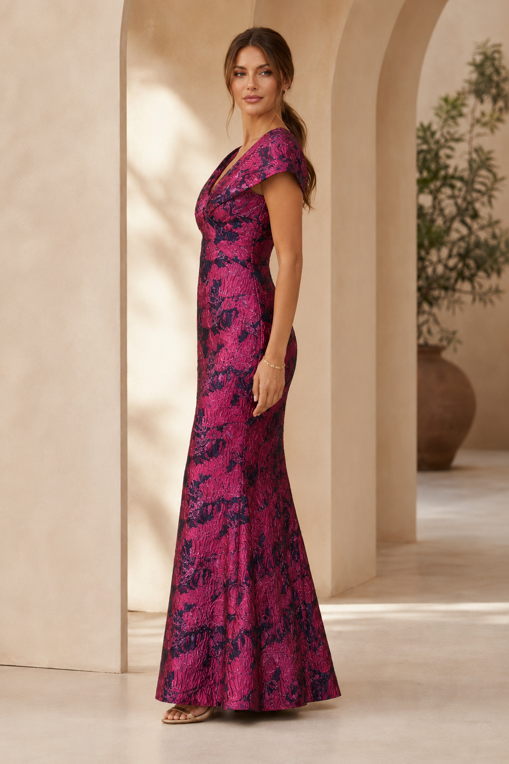 Off-Shoulder Jacquard Meerjungfrau Abendkleid
