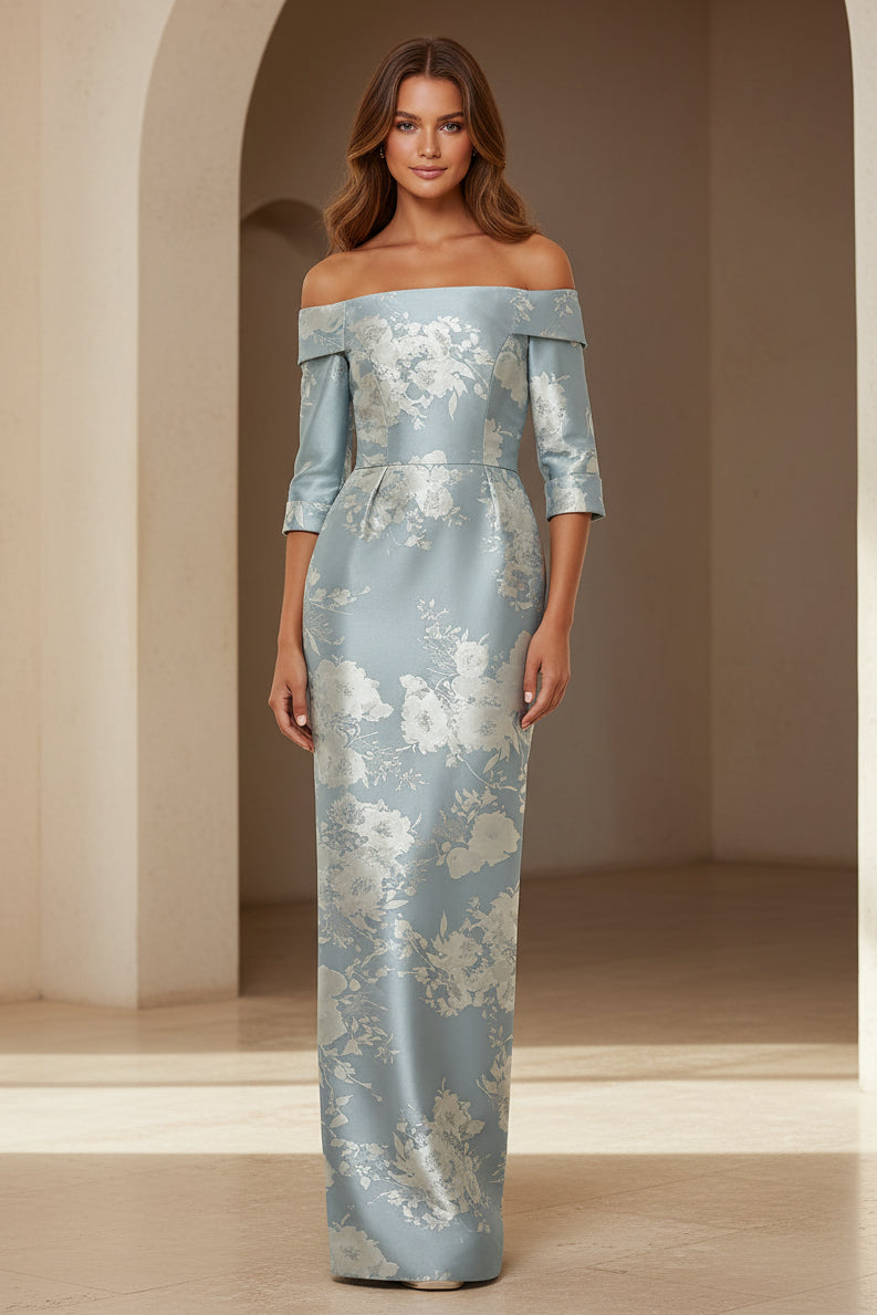 Ärmelloses Abendkleid aus Jacquard mit Metallic-Blumenmuster und geradem Schnitt