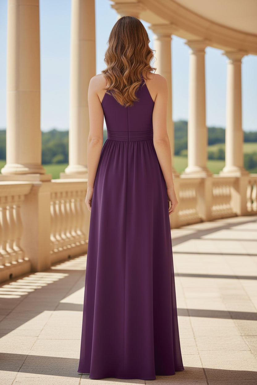 Neckholder Chiffon A-Linien Abendkleid