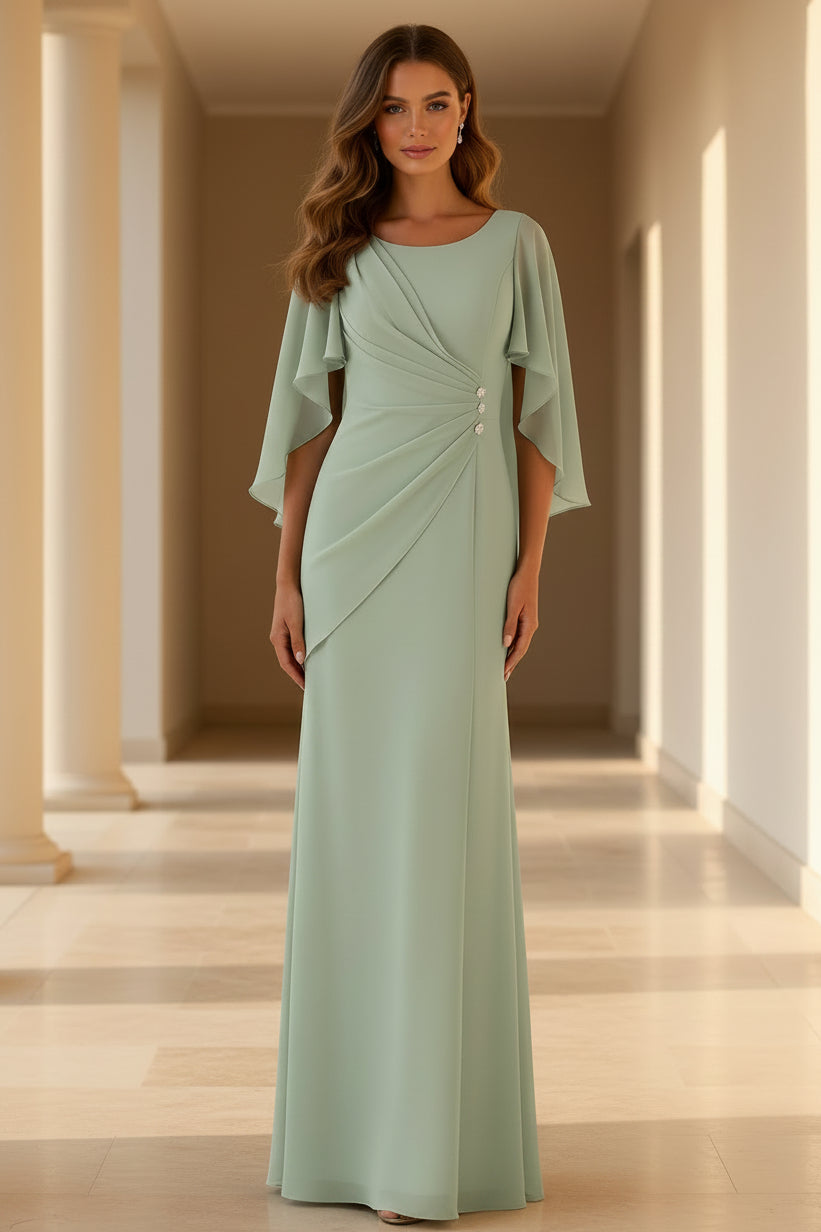 Elegantes säulenförmiges Chiffon-Abendkleid mit Cape